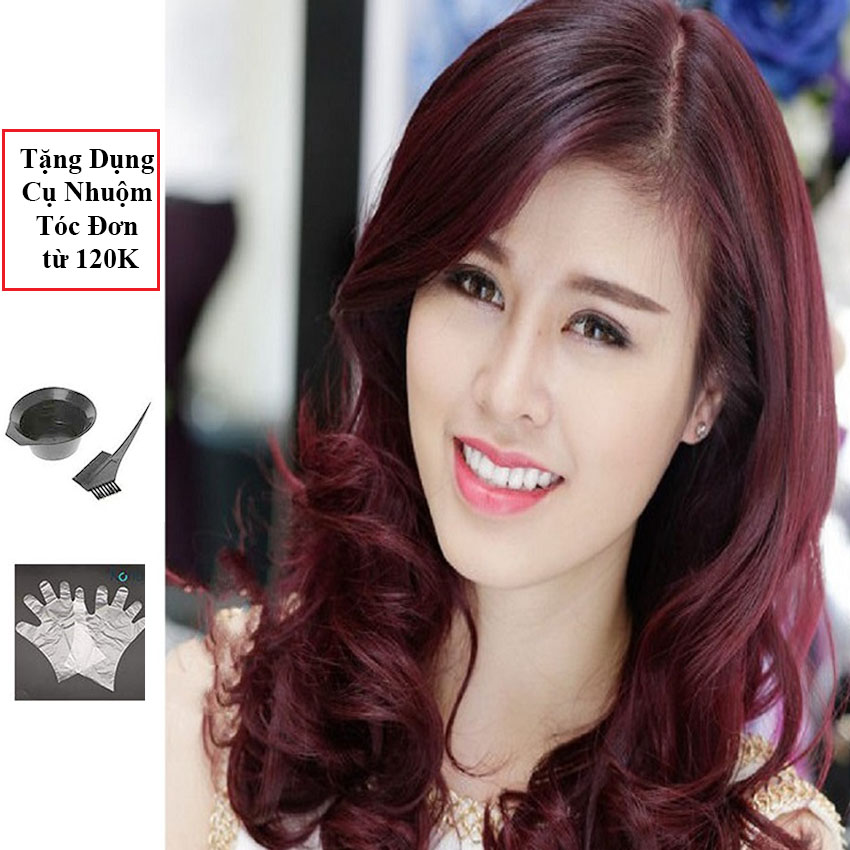 Thuốc Nhuộm Tóc Màu Đỏ Ánh Tím Kèm Oxy
