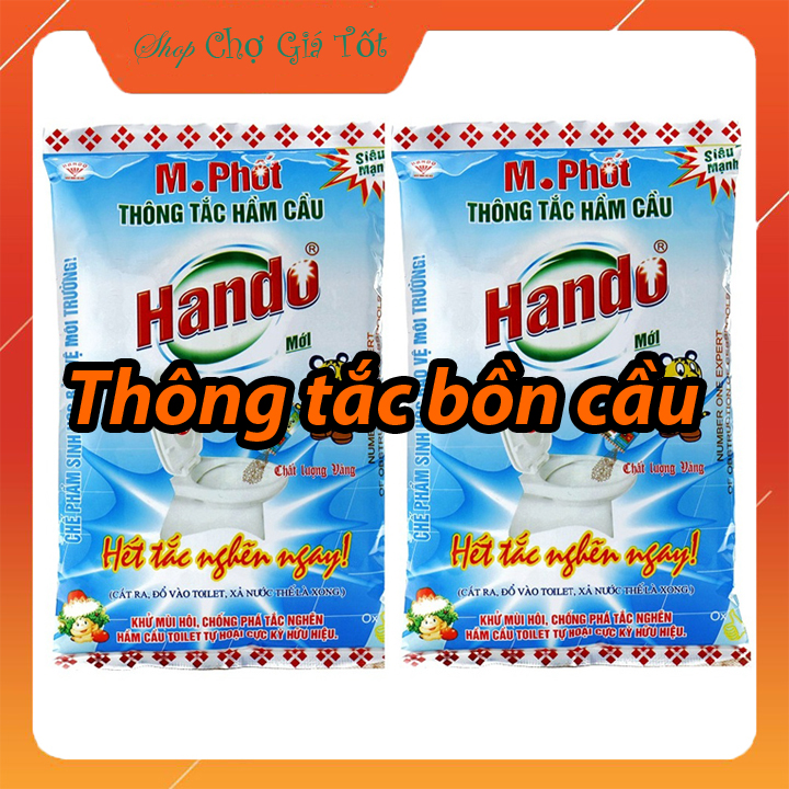 Bộ 2 gói bột thông tắc hầm cầu bể phốt hando 300g cs394
