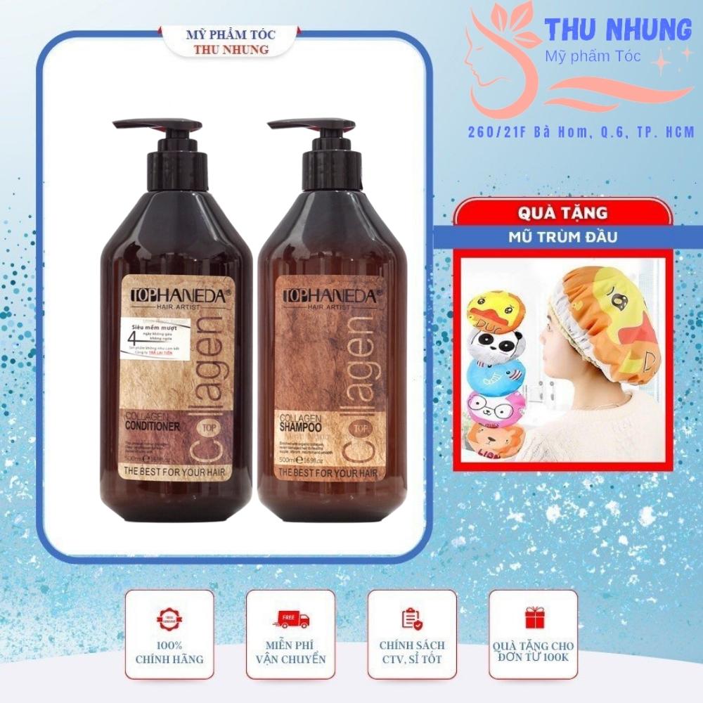 [+tặng mũ trùm][HCM]Bộ dầu gội xả Top Haneda collagen cho tóc khô hư tổn 500ml