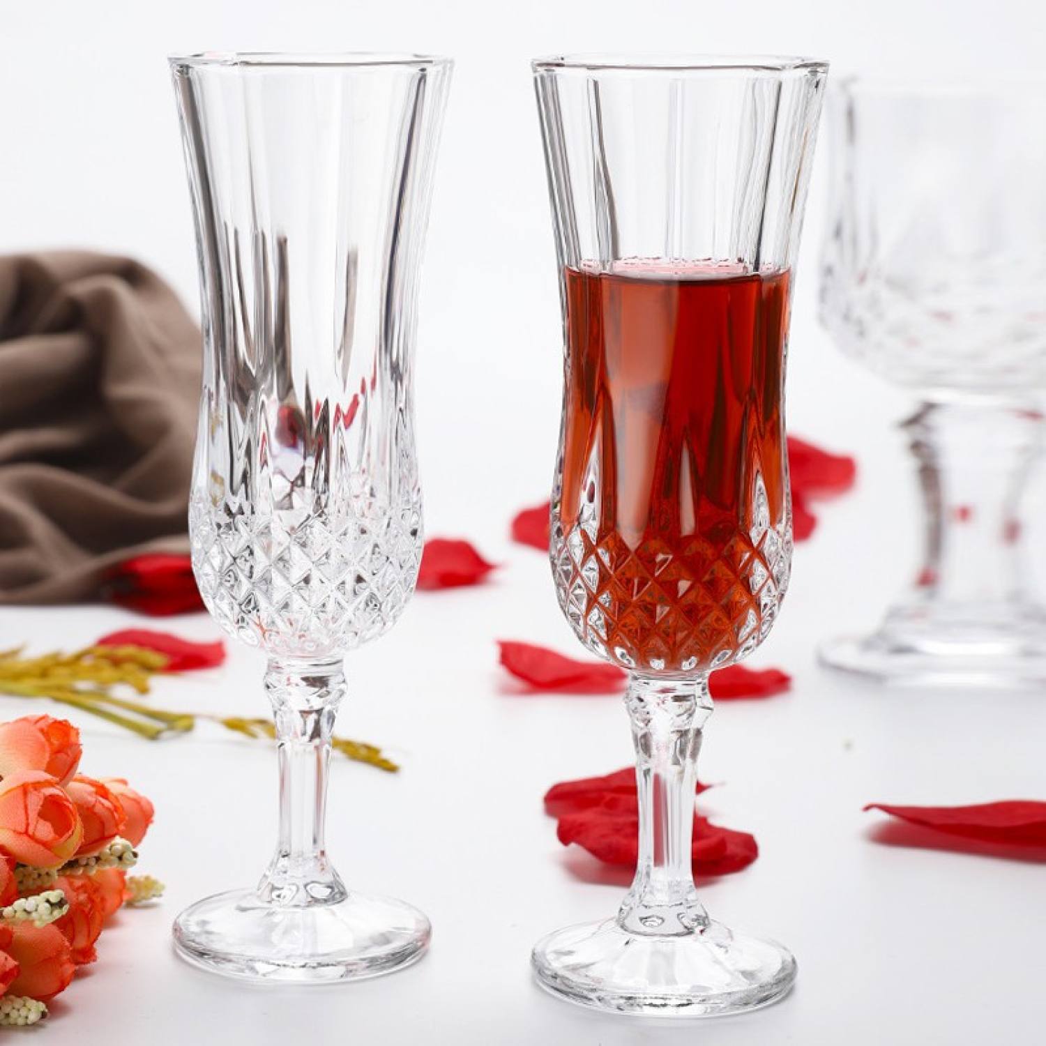 Cocktail Flute Glass - Ly Thuỷ Tinh Khứa Cạnh