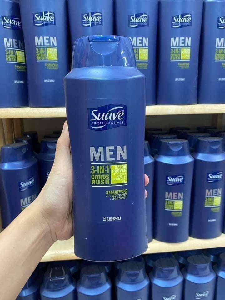 TẮM GỘI XẢ 𝟯 𝗧𝗥𝗢𝗡𝗚 𝟭 𝗦𝗨𝗔𝗩𝗘 𝗠𝗘𝗡 𝟯-𝗜𝗡-𝟭-Mỹ-chai 828ml