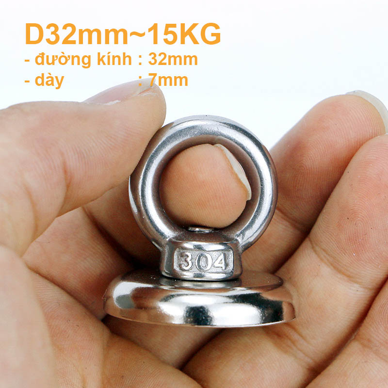 Nam châm móc treo D32mm lực hút siêu khỏe 15kg