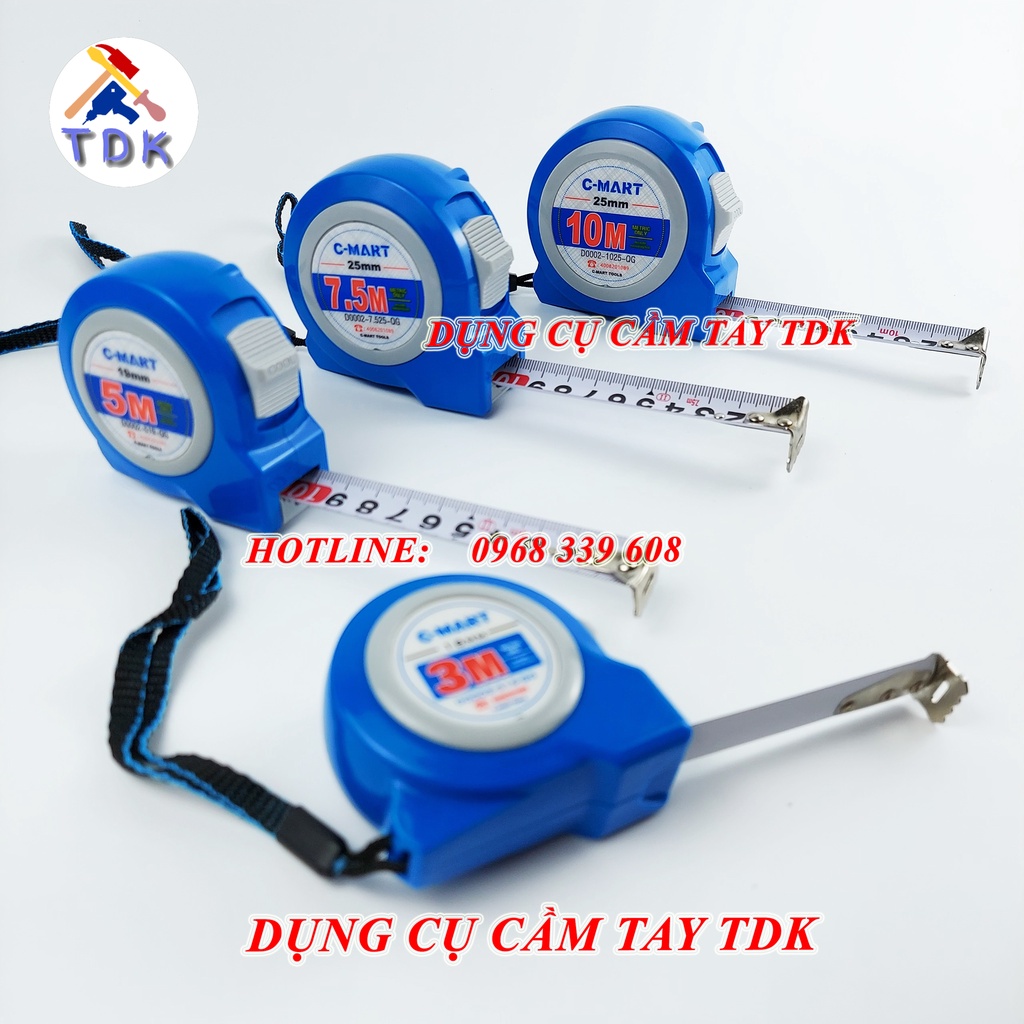 Thước rút, thước cuộn thép 2m 3m 5m 7,5m 10m c-mart