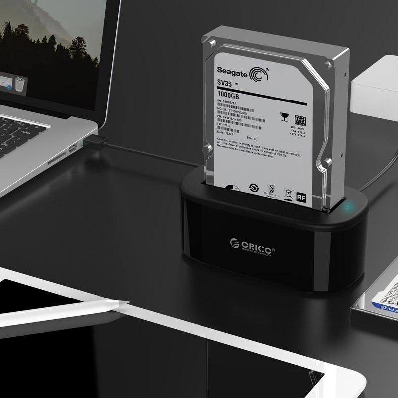 Khay đựng ổ cứng Docking ORICO USB3.0/3.5 /2.5  - 6218US3 (1 khe hình bầu dục màu đen)