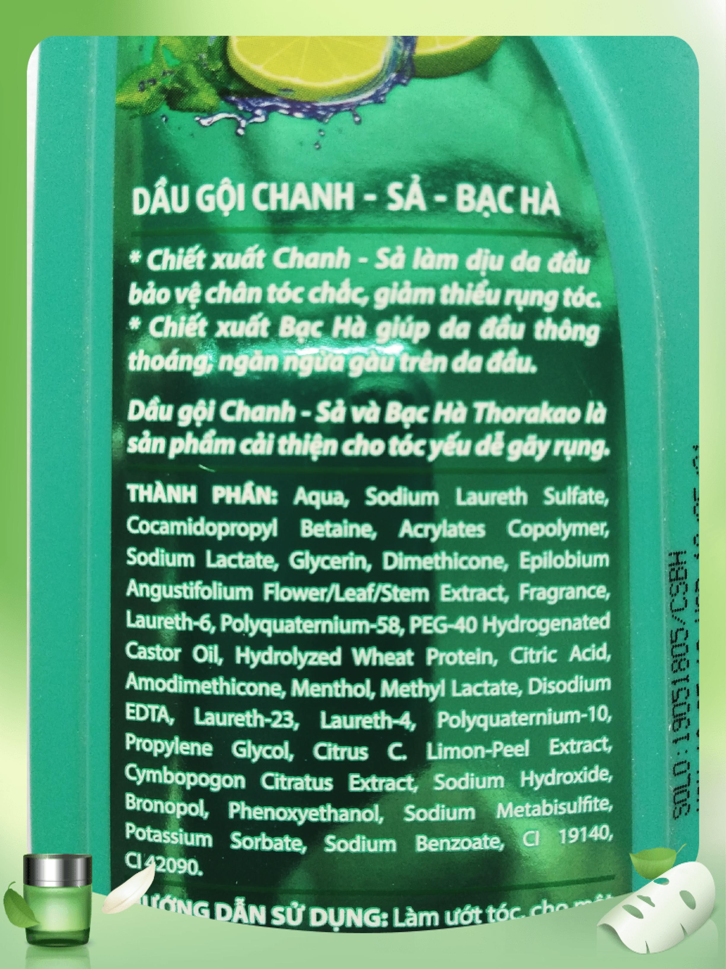Dầu gội chanh sả bạc hà Thorakao 400ml