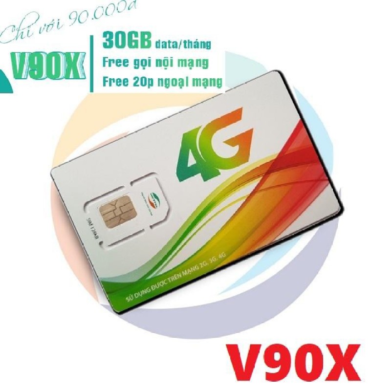 Sim 4G Viettel V90X gọi nội mạng tẹt ga vào mạng 30GB/ Tháng Tốc Độ 4g Siêu Khủng chỉ với 90k/tháng