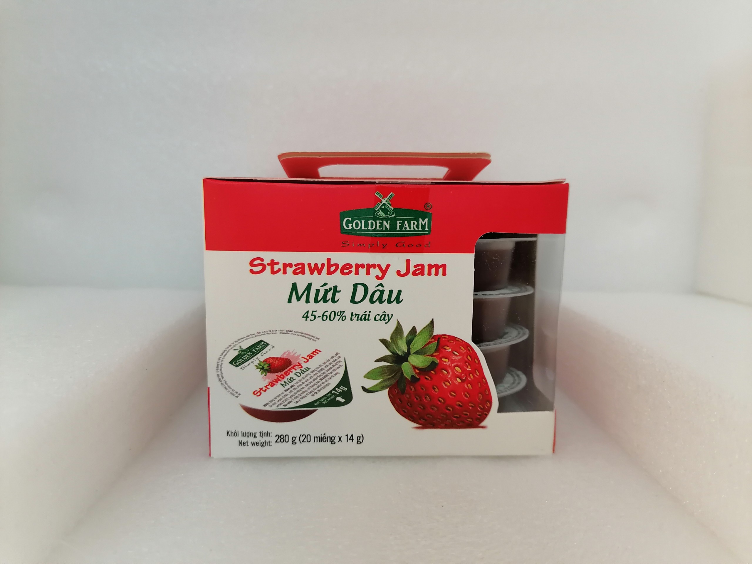 [280g (Hộp Vuông)] MỨT DÂU [VN] GOLDEN FARM Strawberry Jam (bph-hk)