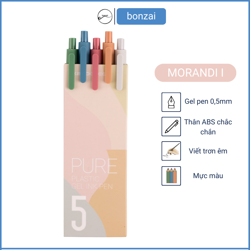 Bộ 5 bút gel KACO PURE loại Morandi mực nhiều màu năm 2020