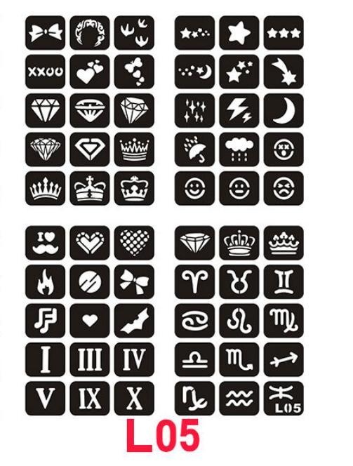 KHUÔN XĂM HÌNH XĂM TẠM THỜI L05 KHỔ A4 không kèm mực