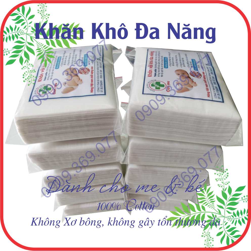 Set 5 gói khăn vải khô đa năng siêu thấm hút mềm min không kích ứng da