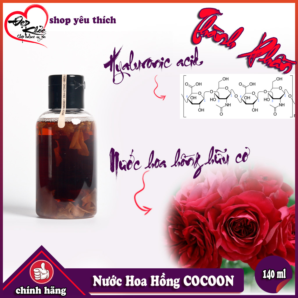[HCM]Nước Hoa Hồng Cấp Ẩm Cho Da COCOON 140ml (rose water toner)