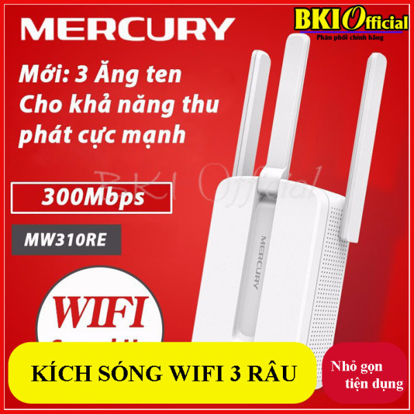 Bộ kích sóng wifi 3 râu Mercury (wireless 300Mbps) CỰC MẠNH, thiết bị kích sóng 300m 3 râu, thiết bị kích sóng wifi tốt