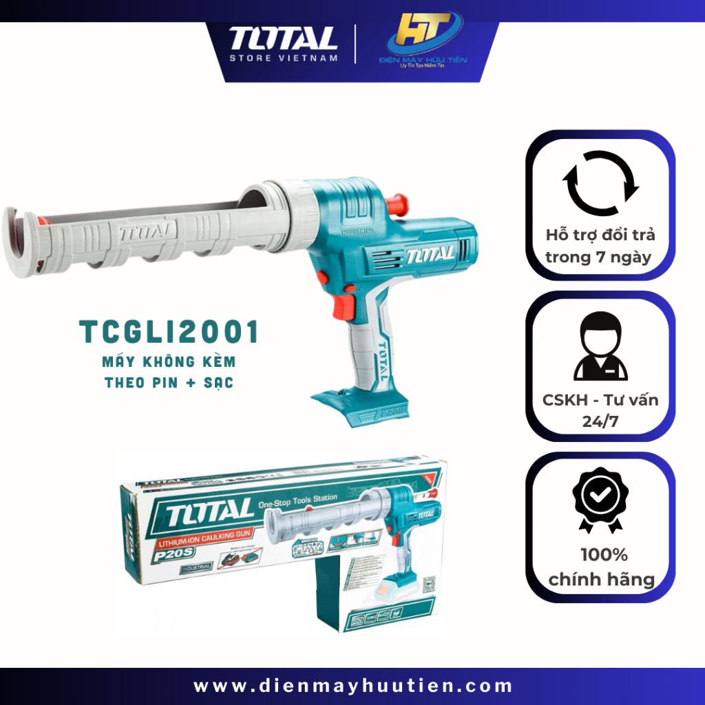 Máy bơm silicol dùng pin Lithium-lon 20V TOTAL TCGLI2001