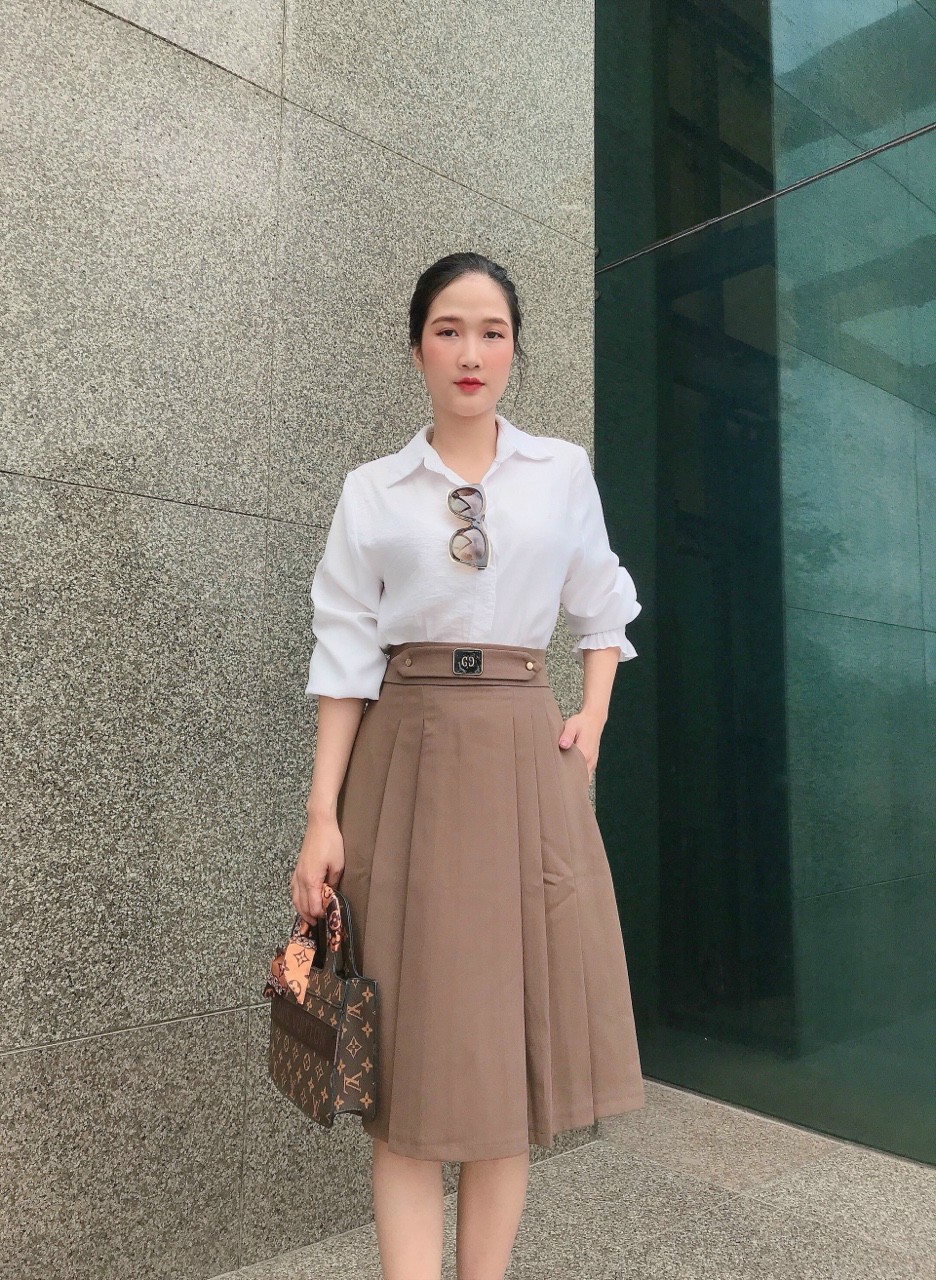 Chân váy xòe xếp ly - có túi