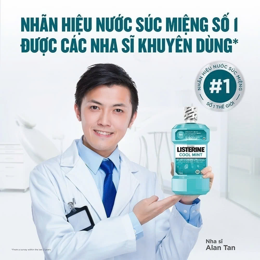 Nước Súc Miệng Listerine Cool Mint 250ml 750ml dung dịch vệ sinh răng miệng