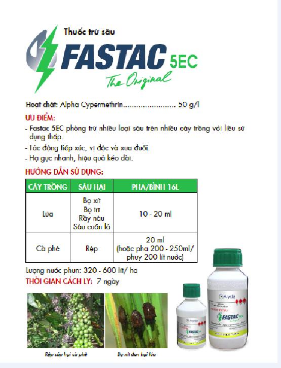 FASTAC 5EC - Thuốc trừ sâu, rầy, bọ trỉ - Chai 100ml