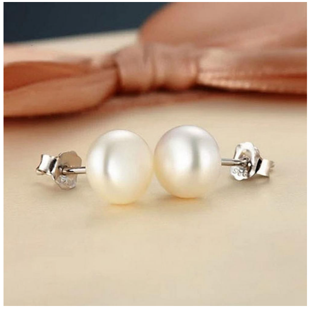 [HCM]( hot...hot) Bông Tai Ngọc Trai Trắng Nuôi Nước Ngọt Tự Nhiên (hình chụp thật 100% NGỌC 9 LY )