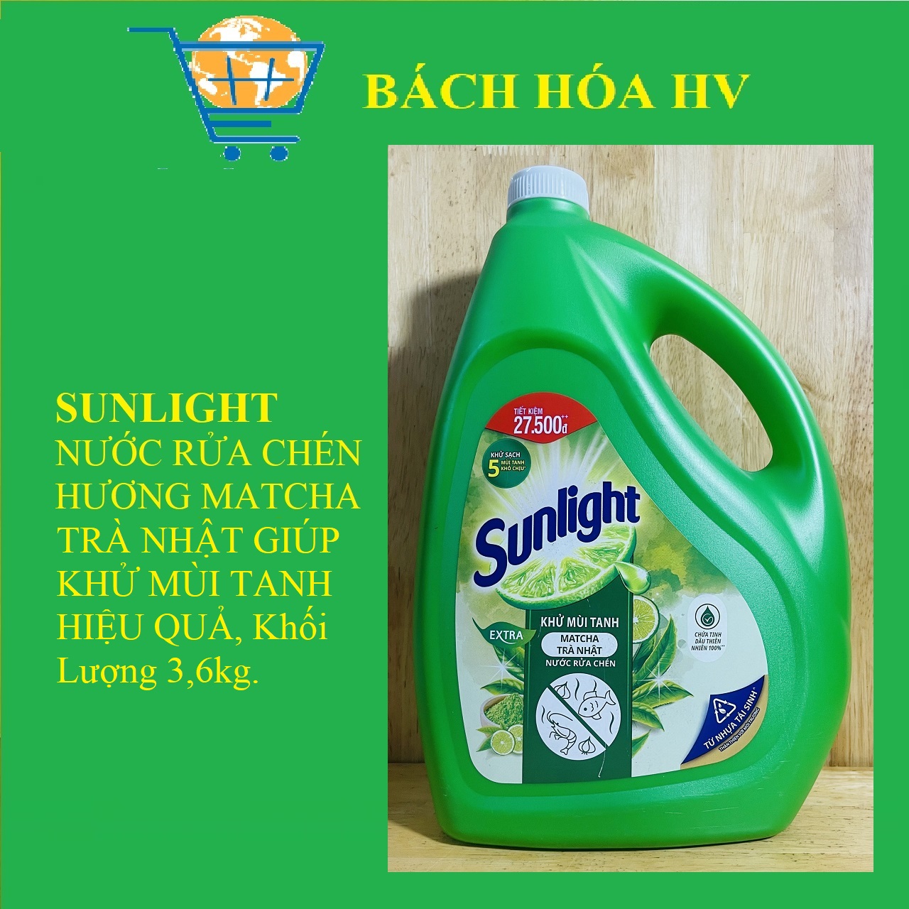 Nước rửa chén SUNLIGHT can 3,6KG - BACH HOA HV