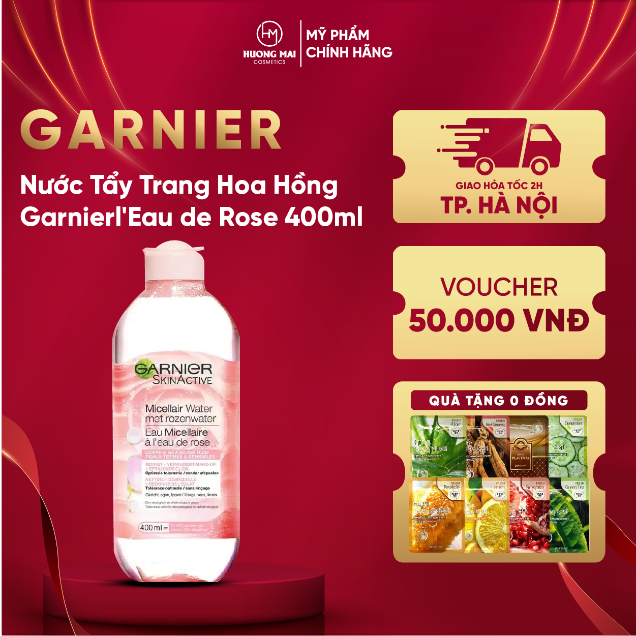 Nước tẩy trang hoa hồng garnier l'eau de rose 400ml