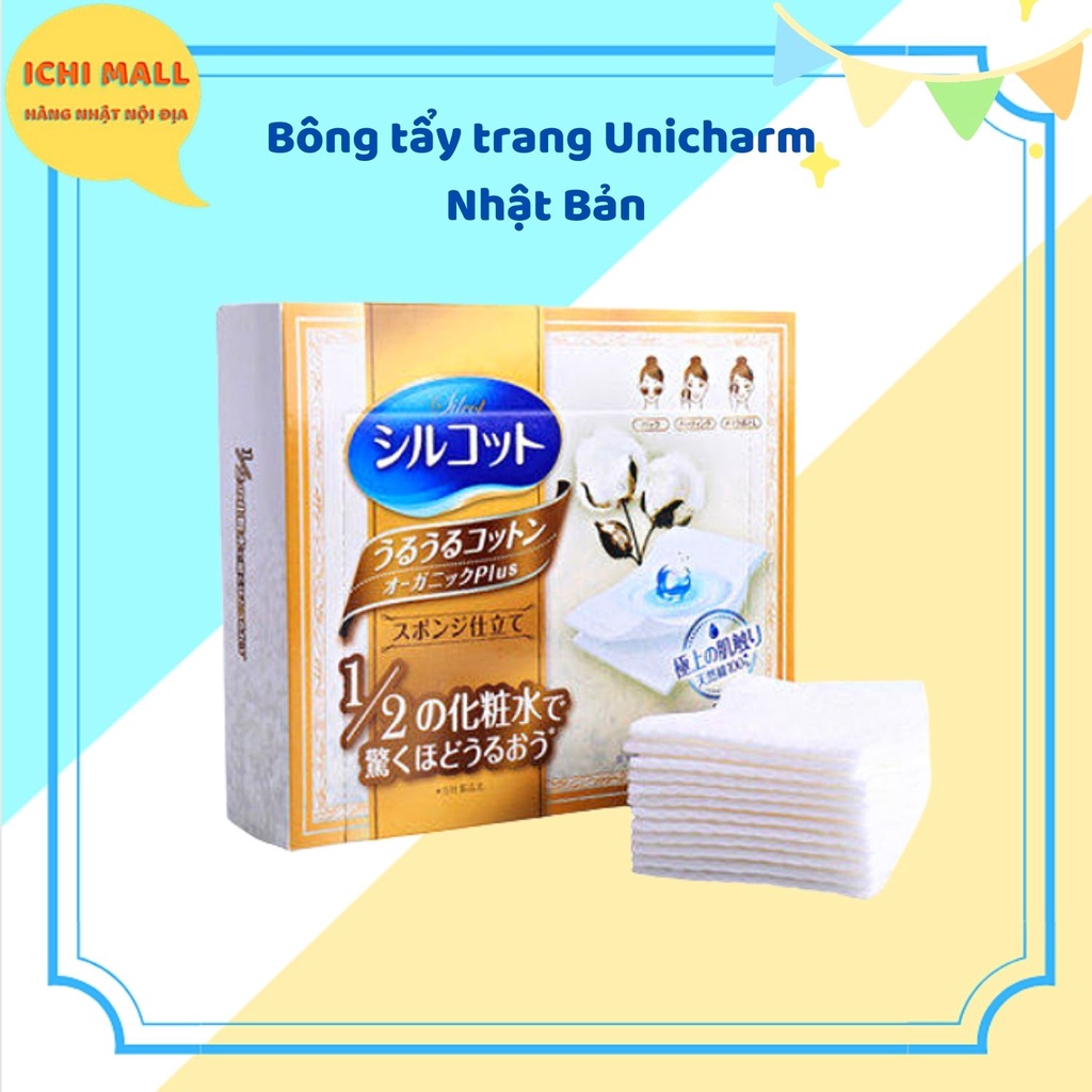 Bông tẩy trang Unicharm Nhật Bản 48 miếng