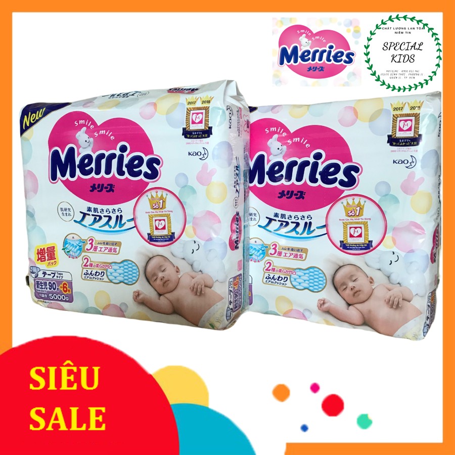 [Freeship 50K] [TEM PHỤ CHÍNH HÃNG KAO]Tã/Bỉm DÁN Merries nội địa Nhật Size Newborn (Sơ sinh-5kg)