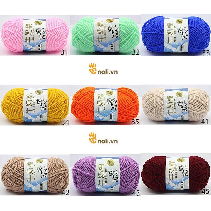 Len milk bò 50g mềm mịn, tơi xốp, nhiều màu dành cho người mới bắt đầu học đan móc khăn áo, thú bông, túi xách