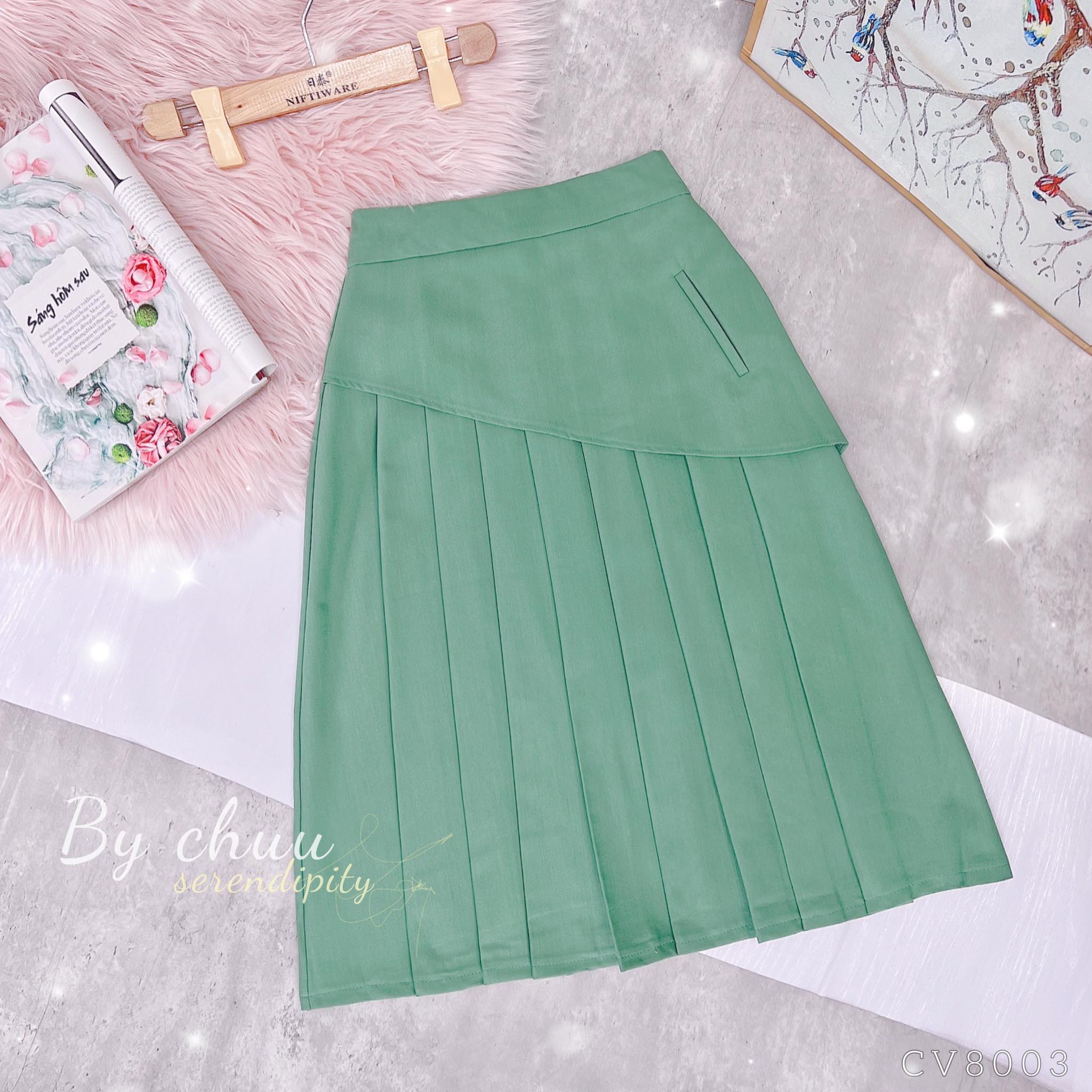 Chân váy công sở nữ kiểu xếp li peplum CHUU CV8003