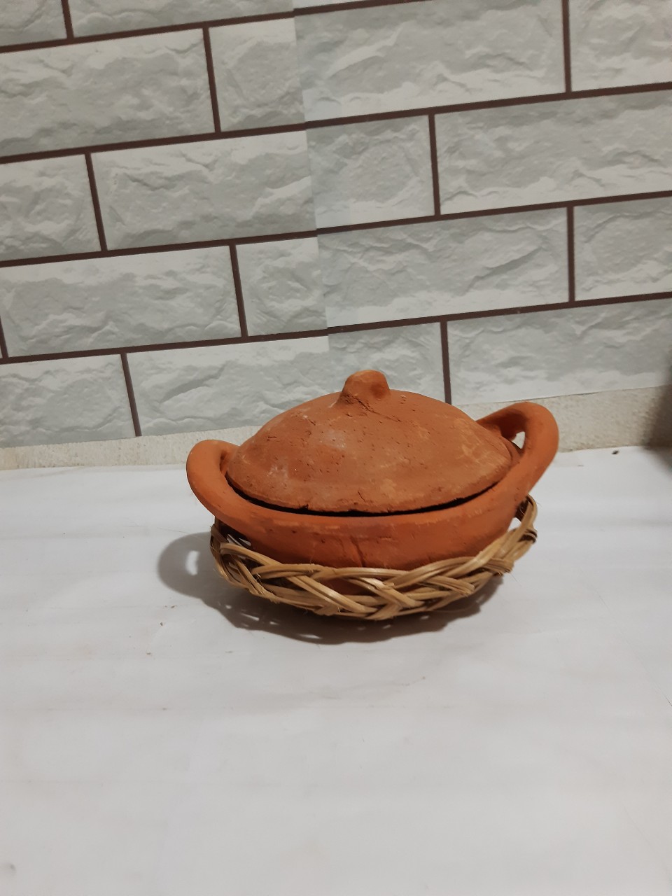 200. Bộ nồi đất và rế tre 15 cm