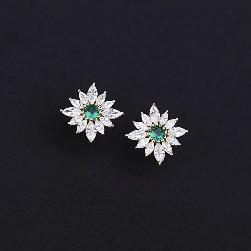 Bông tai bạc nữ đính đá, bông tai khuyên nụ bằng bạc s925 tinh khiết - bảo ngọc jewelry