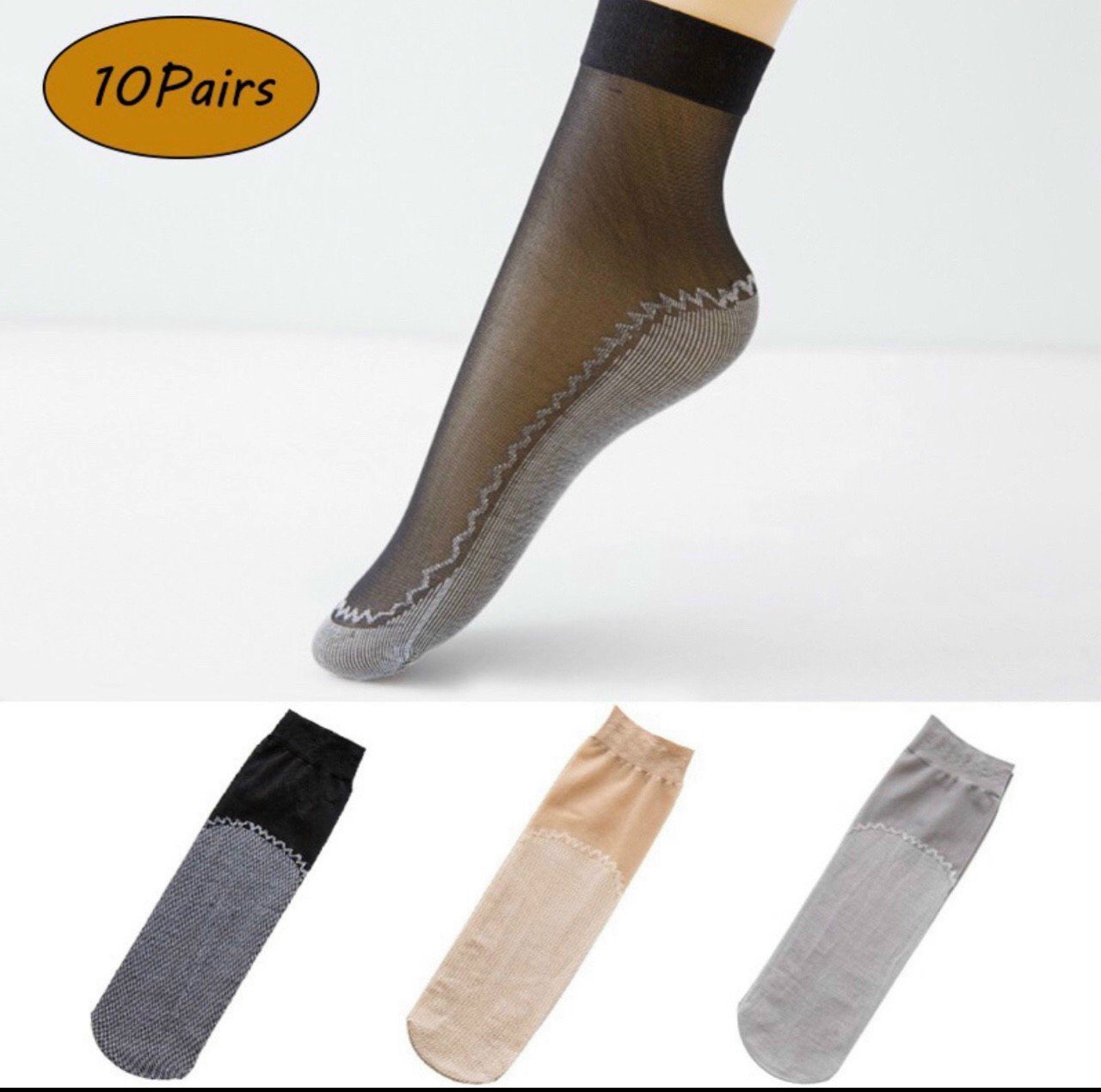 sỉ 10 đôi tất siêu mỏng chống trơn dành cho nữ