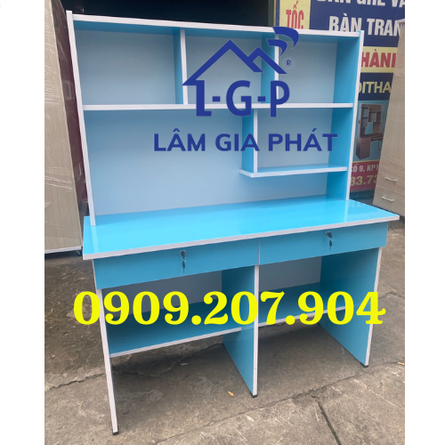 Bàn học sinh gỗ okal đôi cho cả 2 bé màu xanh dương
