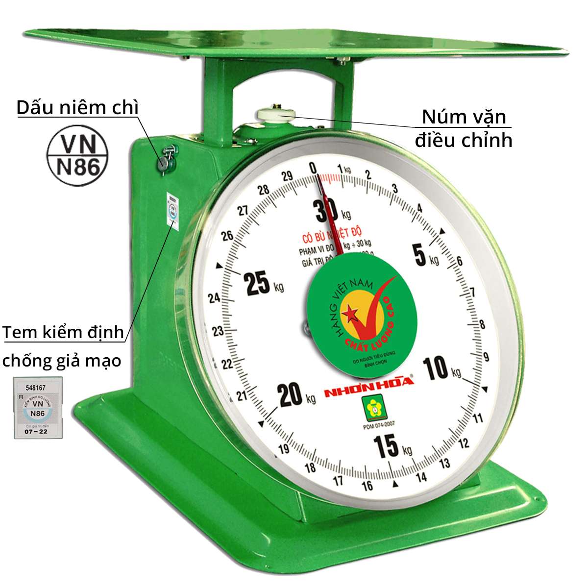 Cân Nhơn Hòa 30 kg mặt số 9 inches