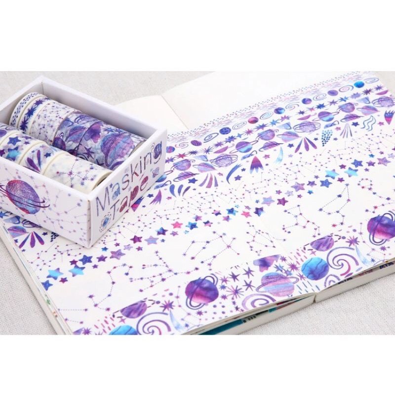 Sét 10 cuộn băng dán washi tape thủ công