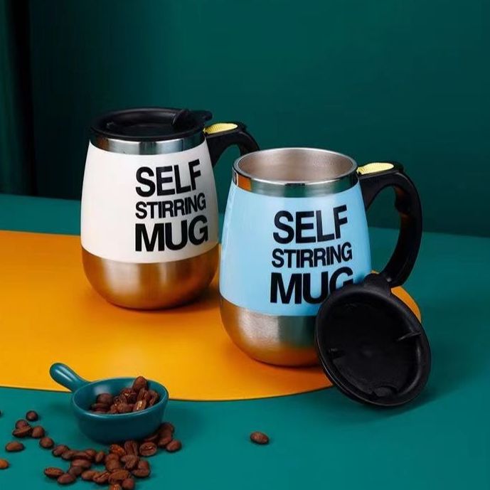 Ly khuấy tự động không cần dùng muỗng, Cốc pha Cà phê tự khuấy thông minh bằng Thép không rỉ cao cấp 400ml