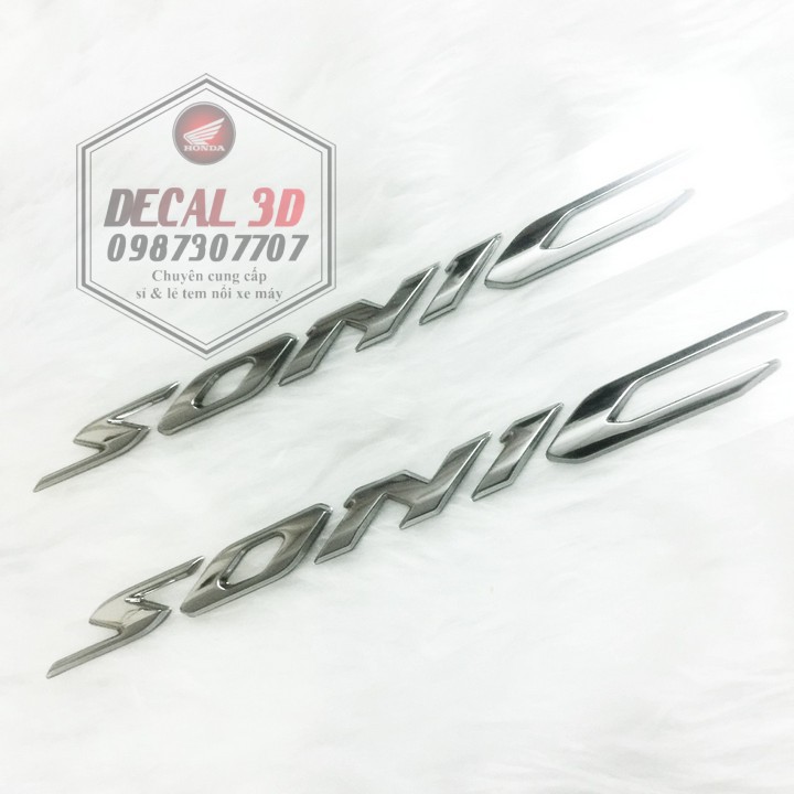 Decal tem chữ nổi sonic hàng zin cao cấp