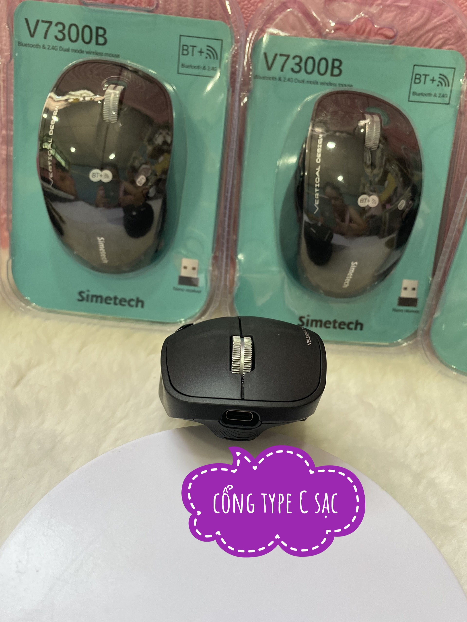CHUỘT BLUETOOTH CHỐNG ỒN SIMETECH V7300B PIN SẠC CHÍNH HÃNG