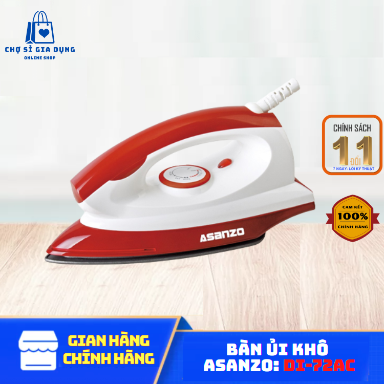 Bàn Ủi Khô Asanzo DI-72AB, Công Suất 1000W, Bàn Là Kiểu Dáng Đẹp