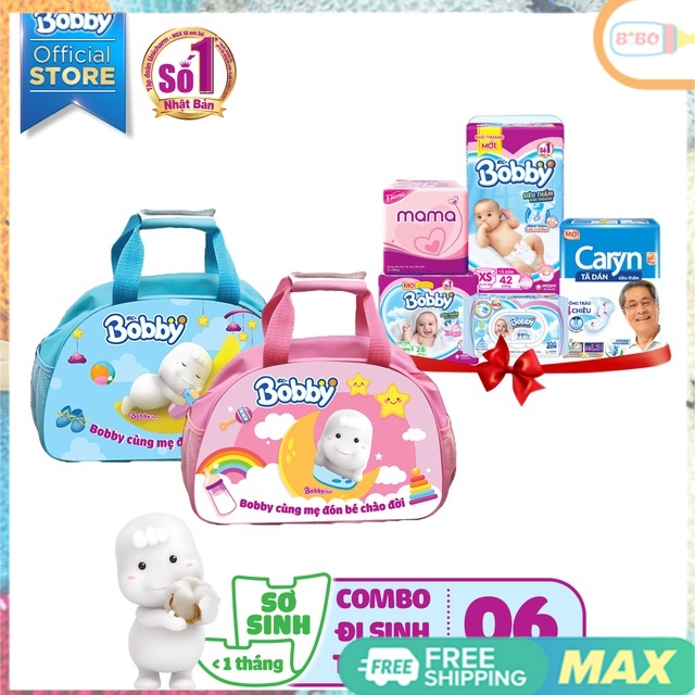 Combo Mẹ đi sinh Miếng lót 28m, tã dán XS42, khăn ướt 100m