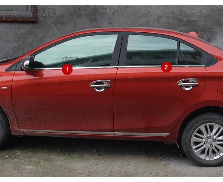 Nẹp chân kính inox theo xe vios 2014-2017