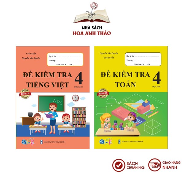 Sách - Đề kiểm tra Toán và Tiếng Việt lớp 4 học kỳ 2 Bộ 2 quyển - Combo 2 quyển