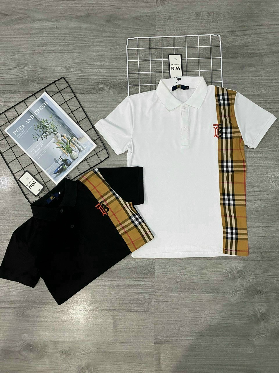 Áo thun nam polo có cố tay ngắn phối kiểu BBR vải cotton co dãn 4 chiều thấm hút mồ hôi tốt 2 màu trắng đen cao cấp