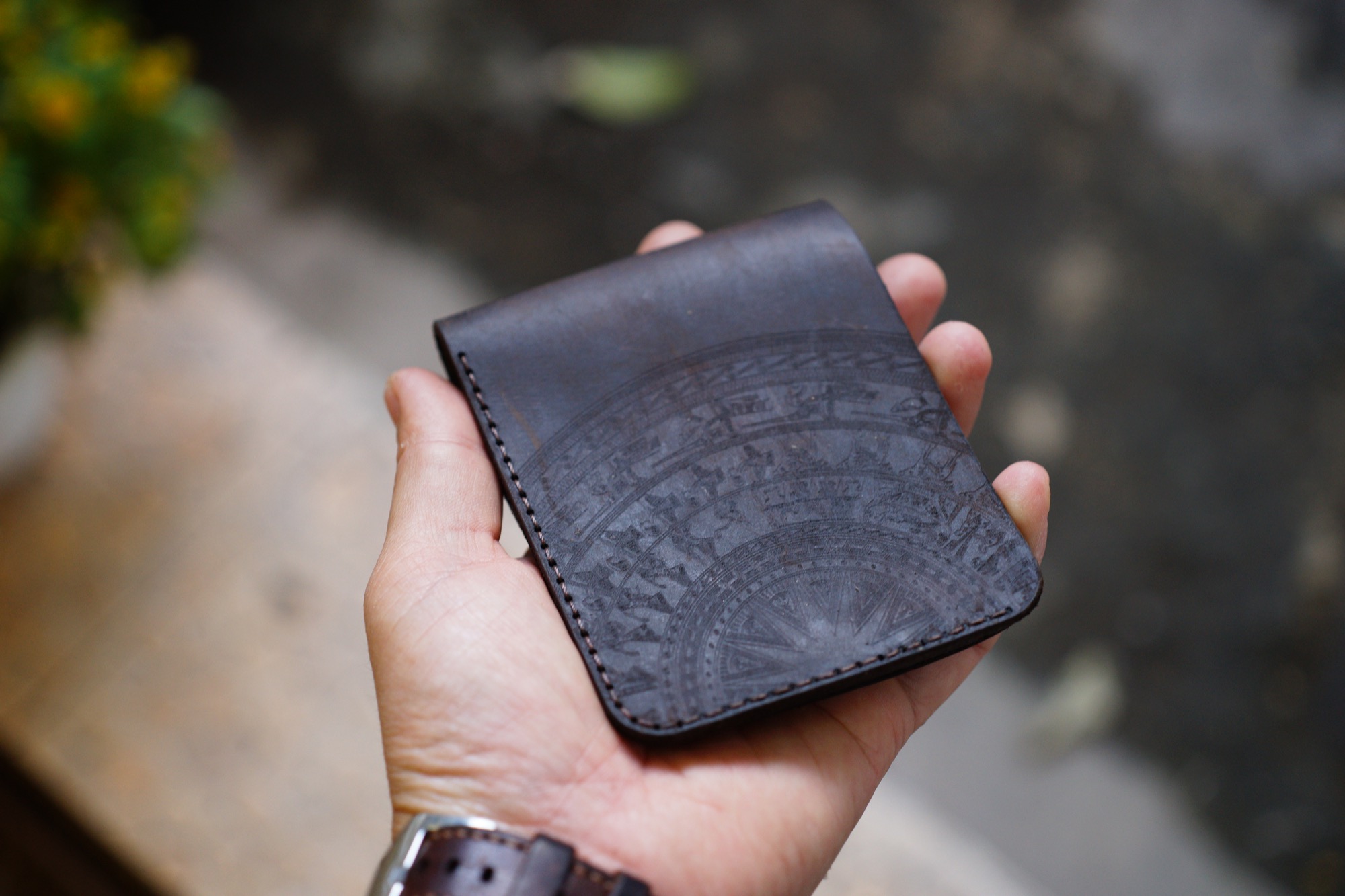 Ví Da Bò Trống Đồng Dáng Ngang Nâu Đất Da Bò Thât Chính Hãng RAM Leather