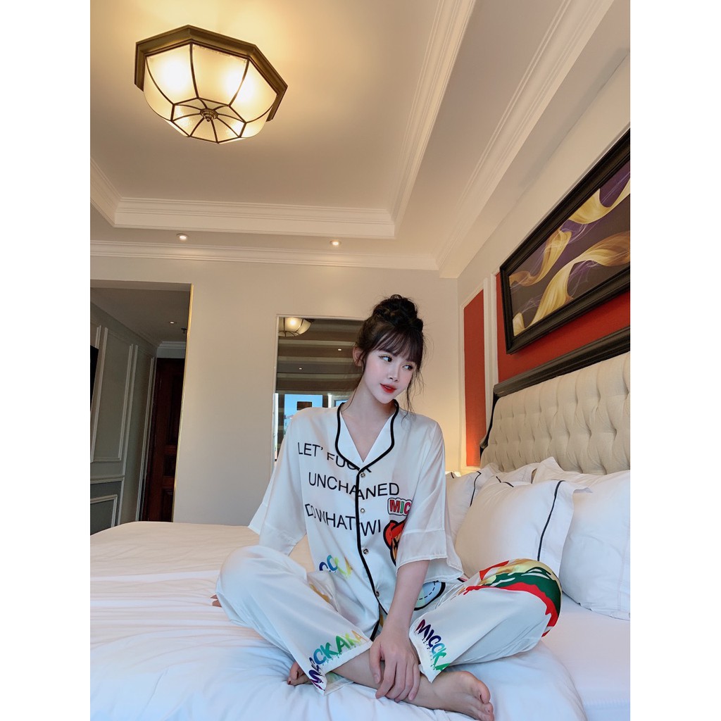 [HCM]SÉT BỘ PYJAMA LỤA LATIN 2D THIẾT KẾ