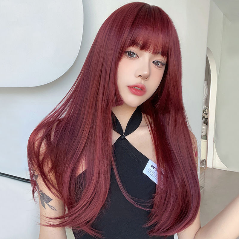 [TẶNG LƯỚI] Tóc giả nữ cả đầu thẳng dài mái hime - TG001