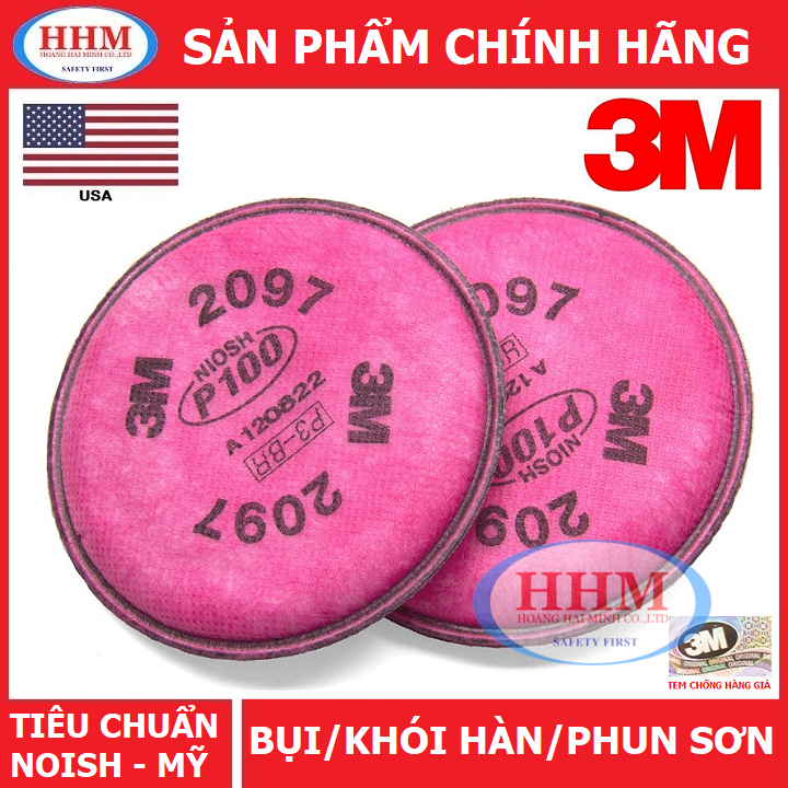 Phin lọc bụi - hơi hữu cơ 3m 2097 - hàng chính hãng 3m, có tem chống hàng giả 3m