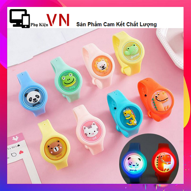 ⚡ Đồng Hồ Tình Dầu Đuổi Muỗi Phát Sáng Hoạt Hình Dễ Thương Có Đèn Phát Sáng Cho Bé - Vòng Đeo Tay Tinh Dầu Tỏa Hương Xua Đuổi Côn Trùng | Đồ Chơi Hình Thú Ngộ Nghĩnh Phát Sáng  ⚡