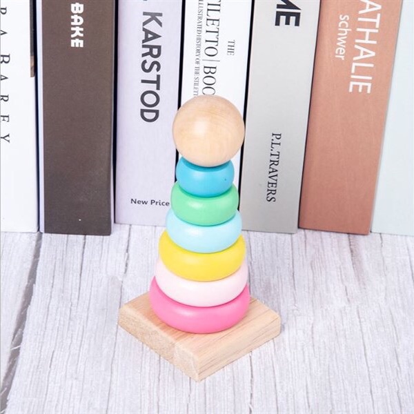 Đồ chơi gỗ tháp cầu vồng size bé, đồ chơi giáo dục cho bé