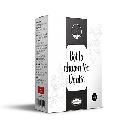 Combo 3 hộp bột lá nhuộm tóc Ogatic Màu Đen- MẪU MƠI