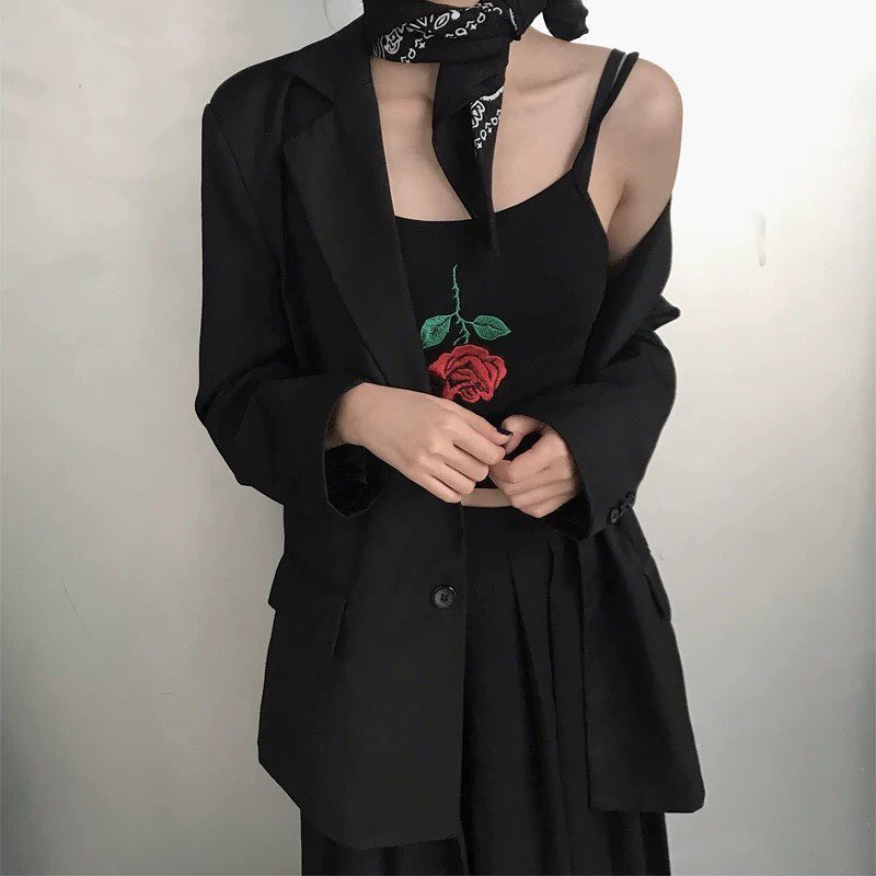 áo croptop thêu hoa hồng sexy