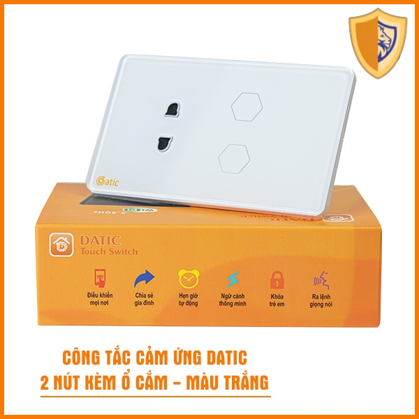 Công tắc thông minh Datic 2 công tắc kèm 1 ổ cắm